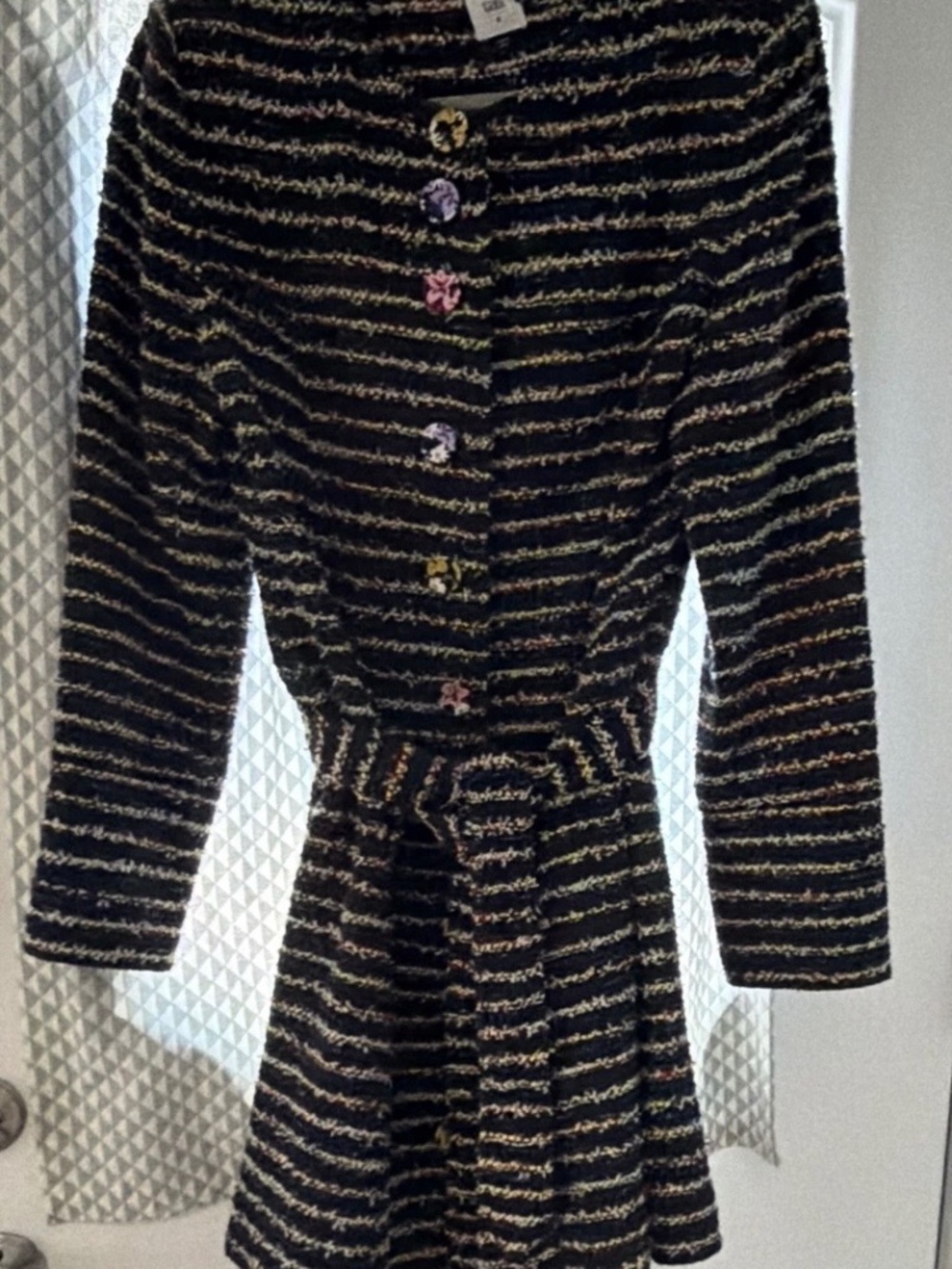 Cabi striped Overcoat Size 8 with Hand painted buttons